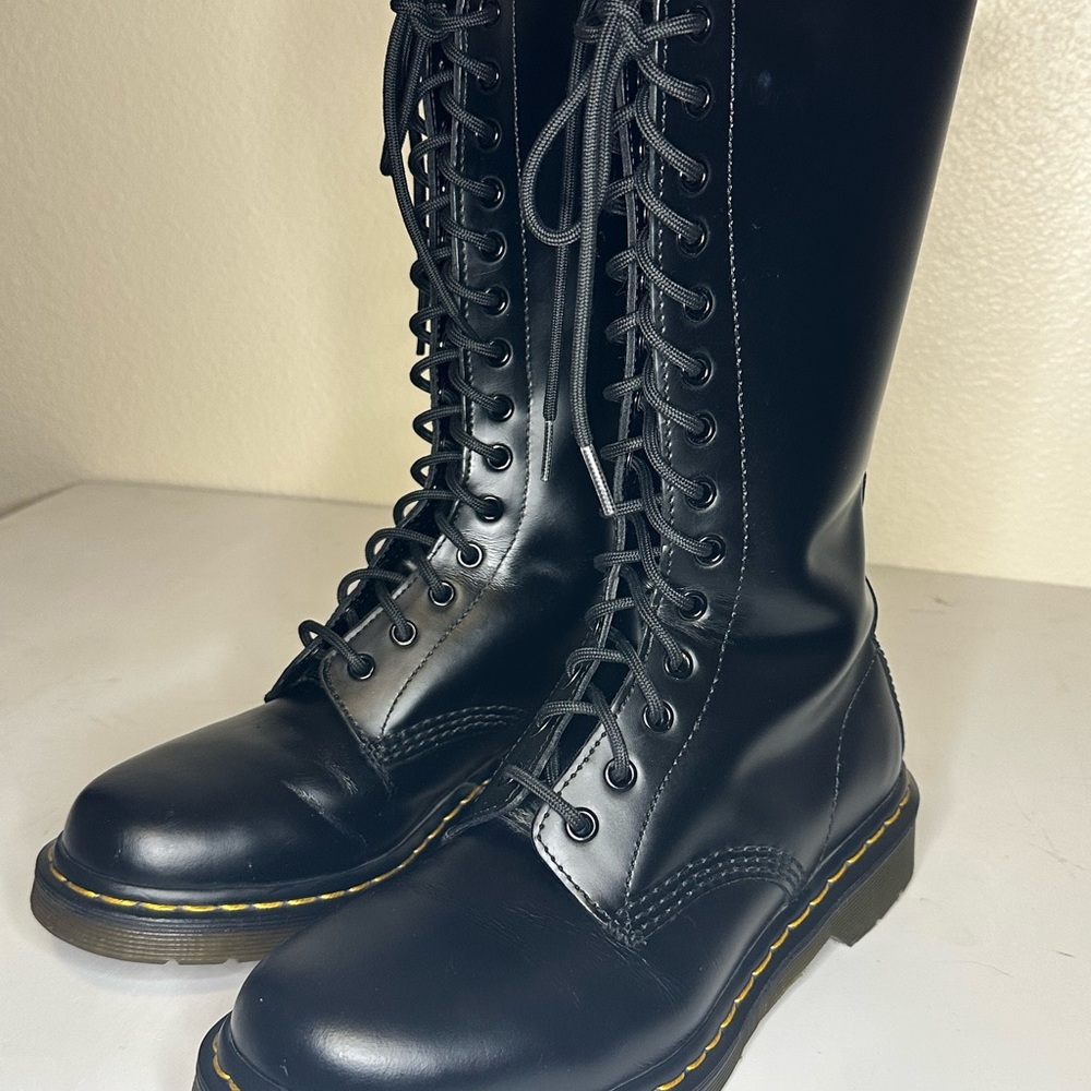 Dr. Martens 1914 Black Boots with Yellow Accents